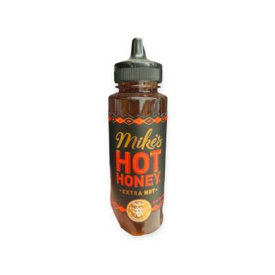 Mikes hot Honey Extra Hot 340g.ซอสน้ำผึ้งผสมดอกไม้ป่า ผสมพริกแดง และน้ำส้มสายชูกลั่น 340กรัม