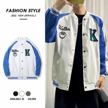 Baseball Uniform Men Clothing Korean And Hong Kong Style Jacket Loose Tide  Flight Jacket Button All-match Retro Boy Coat
