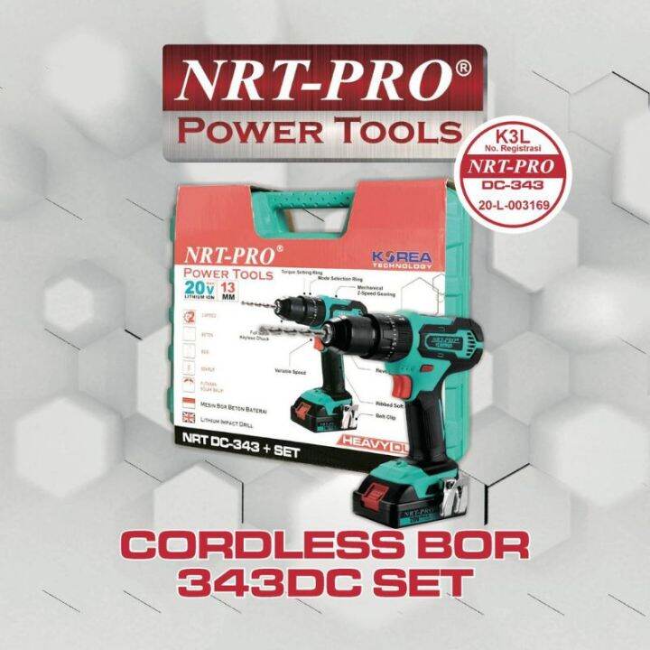 Mesin Cordless Impact Drill V Nrt Pro Dc Set Baterai Impact Drill Mesin Bor Baterai