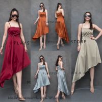 (นางแบบใส่ชุดขาย) LX Spaghetti PearL Luxury SaTiN DreSs เดรสซาติน เดรสสายเดี่ยวผ้าซาติน ชายเฉียง เนื้อผ้าสวยเนื้อมุก จับย่นทวิสแต่งมุก **งดรับลค.ดราม่า