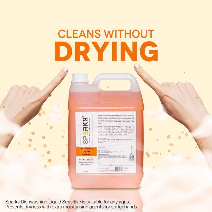 SPARKS Dishwashing Liquid Sensitive with Pump Top (5 Litres) Extra