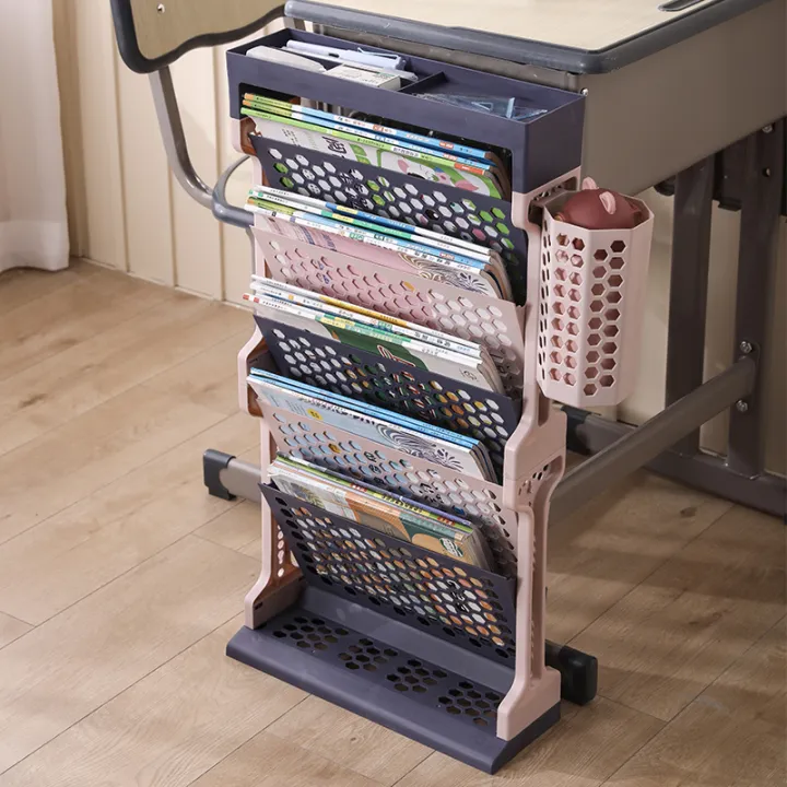 Classroom Movable Bookshelf Storage Rack with Wheels Desk Side Storage