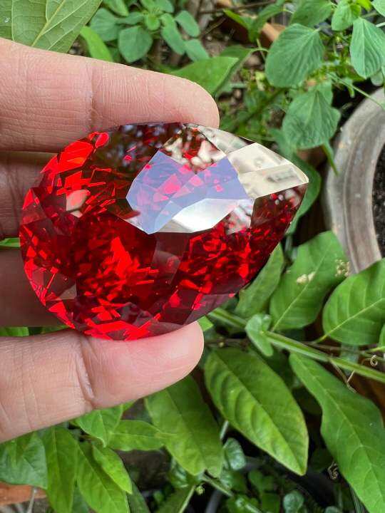 เพชร-cz-รัสเซีย-พลอย-170-กะรัต-1-เม็ด-ตัดสำเร็จ-เนื้อแข็ง-cubic-zirconia-pear-ruby-red-orange-color-ความยาว-xความกว้าง-36x27-มิล