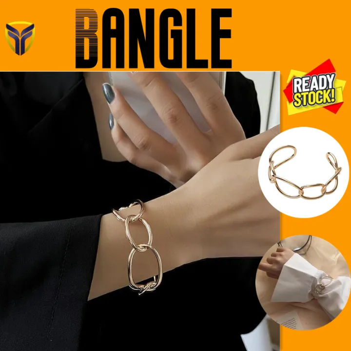 【Franco Fashion】ผู้หญิงซอกออกแบบกลวงโลหะสร้อยข้อมือลมเย็นอารมณ์อาวุโส