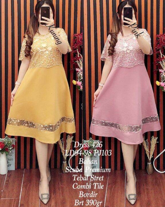 FY426 Dress Scuba Premium Tebal Lazada Indonesia