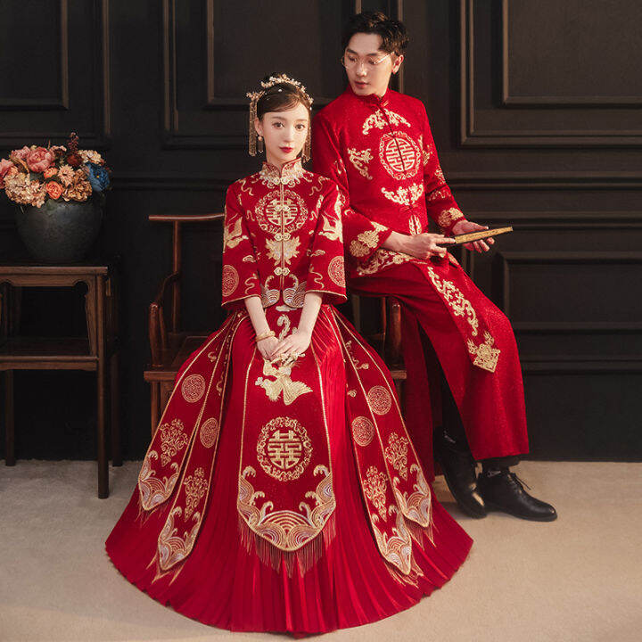 Chinese Traditional Wedding Dress 2023 New Bride Formal Dress Wedding