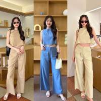 Maynita - Crop &amp; wide legs pants set เซ็ตเสื้อครอปกางเกงขาบาน