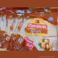 Mission Supersoft Wholegrain Wrap 8 Piece. แรพส์ โฮลเกรน จำนวน 8แผ่น 360g.(แผ่นแป้งสำเร็จรูป)