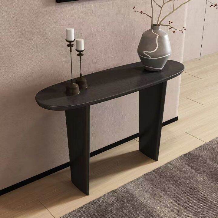 Nordic Solid Wood Hallway Table Black MidAncient Hallway