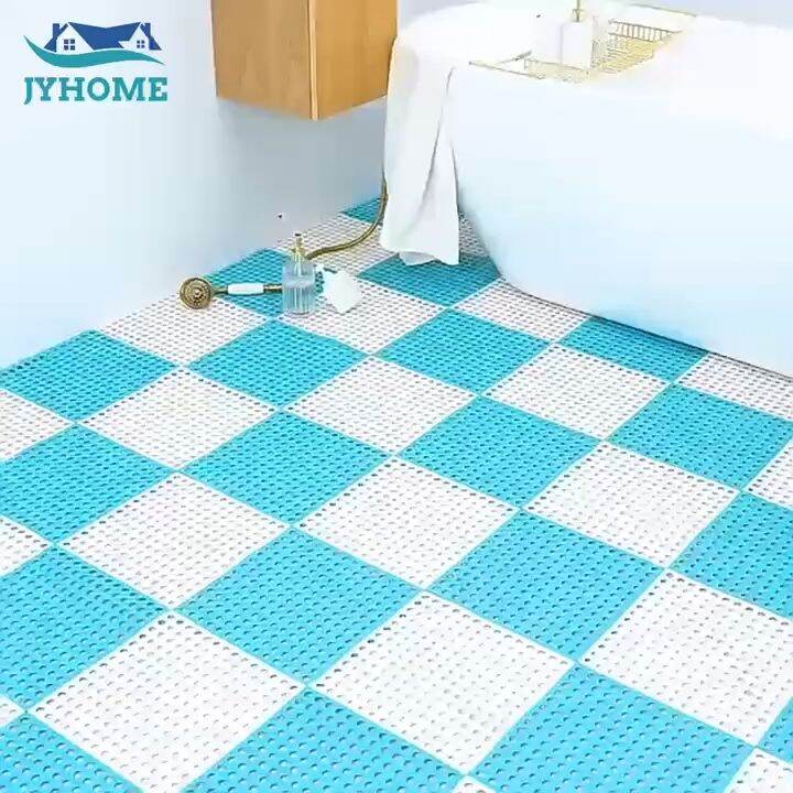 JYHOME Bath Mat Square PVC Waterproof Mat Bathroom AntiSkid and Leak Proof DIY Bathroom Floor