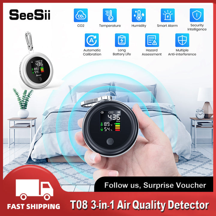 SeeSii T08 Mini CO2 Detector, 3-in-1 Portable Carbon Dioxide Detector Air  Quality Monitor Temperature Humidity Air Analyzer Lightweight Digital CO2  Meter for Home Indoor Travel Lazada PH