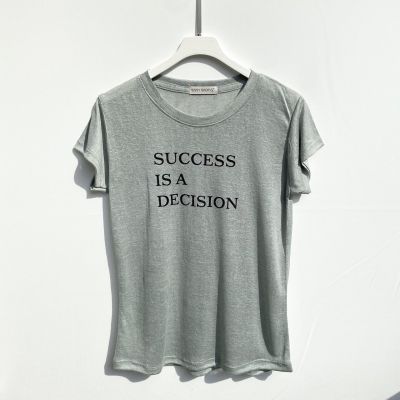 เสื้อลายสกรีน SUCCESS IS A DECISION อก 36 ยืดได้ถึง 42