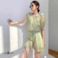 Kowie Korea Nadia ( 258 ) ชุดเซทเสื้อ+กางเกง สีเขียว price  1090฿ พร้อมส่ง (ชมพูสั่งอีกลิ้งค์)