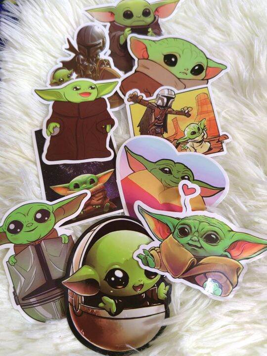 Water Flask Bottle Sticker Baby Yoda 10 pcs Laminated Water Proof ...