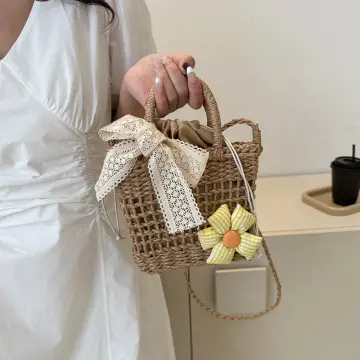 Rattan discount square bag