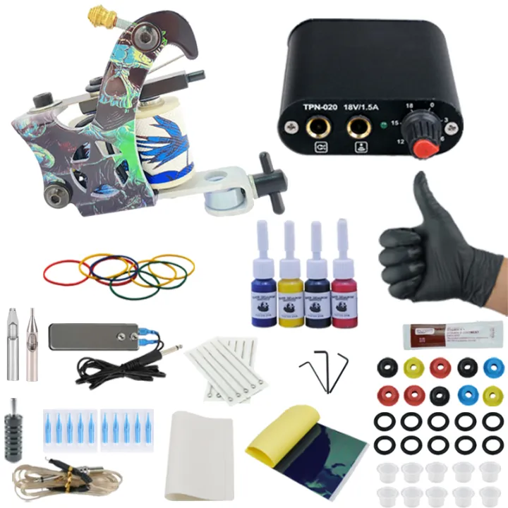 One Tattoo Machine Tattoo Kit Tattoo Accessories Set Beginner Coloring  Machine Ten Blue Disposable Needle Tips With Ten Rubber Bands Tattoo  Machine Set Body Art Tools | Lazada PH