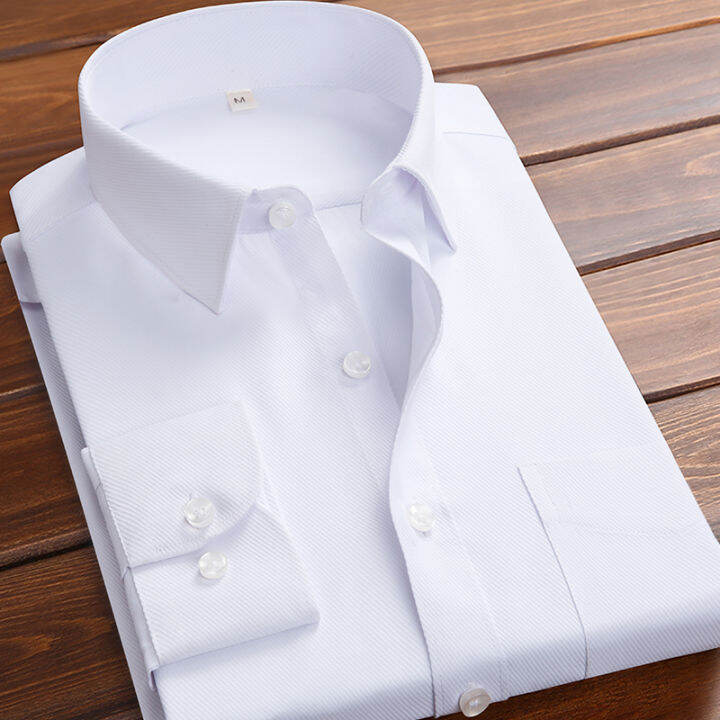 YIWEN Spring White Shirt Men Long Sleeve Korean Style Slim Fit Formal ...