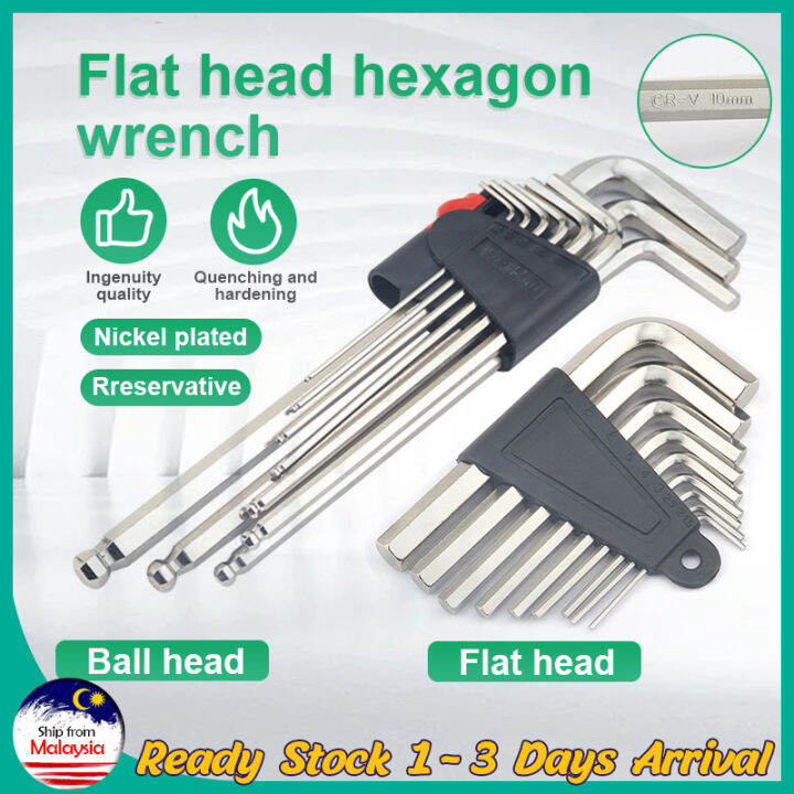 9 pcs Allen Key Wrench Set Ball Point Flat Head Hex Torx Star Extra