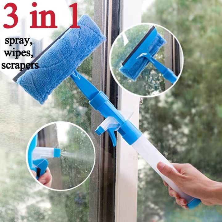 Decor Store Household Double-side Brush Scraper with Sprayer Window Car Glass  Cleaner Wiper 