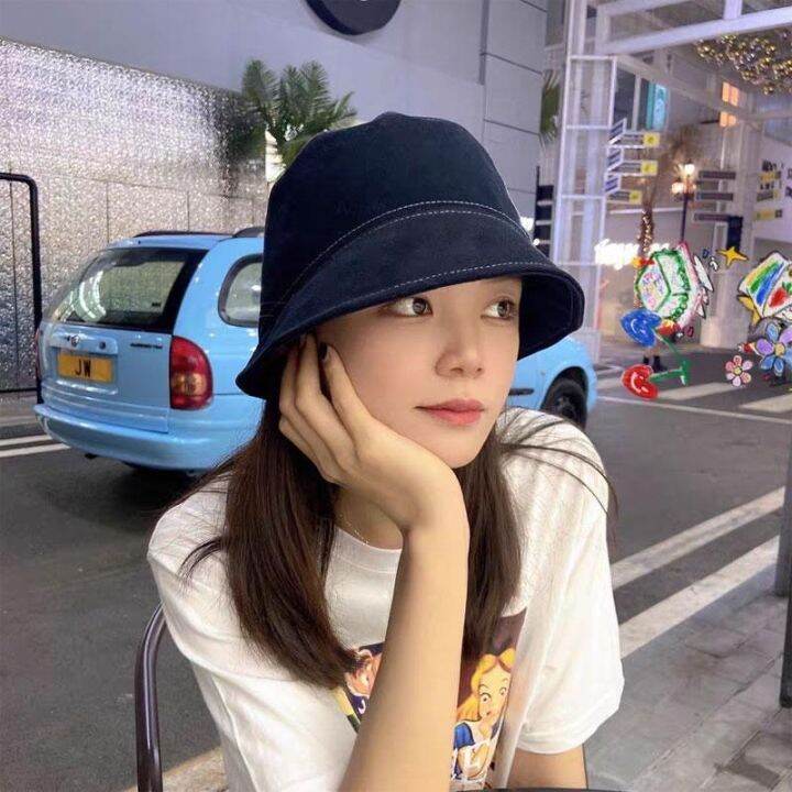 หมวกบักเก็ตแฟชั่นสไตล์เกาหลีทรงเอชายหญิงใส่ได้