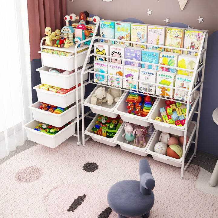 Children's Bookcase Toy Storage Large Capacity Toddler and Baby Picture Book Stand Floor Multi