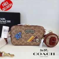 กระเป๋าสะพาย Coach CHARTER SLIM CROSSBODY IN SIGNATURE CANVAS WITH PATCHES