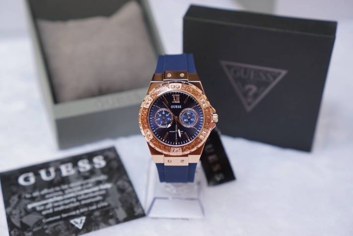 รับประกันของแท้-นาฬิกา-guess-womens-u1053l1-stainless-steel-crystal-silicone-watch-หน้าปัด-39-มม