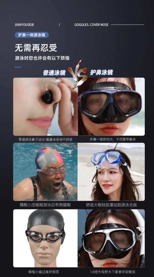 Swimming goggles with sales nose protection