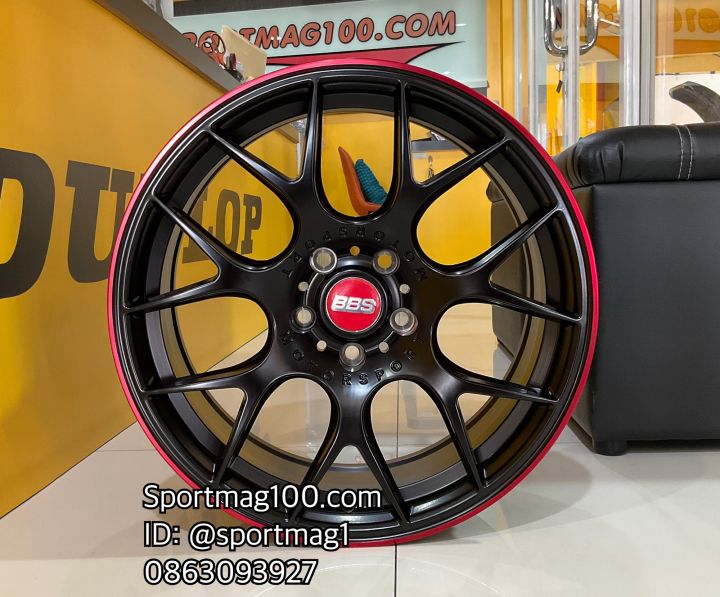 ล้อแม็กใหม่-motorsport-5รู114-ดำแดง-8x18นิ้ว