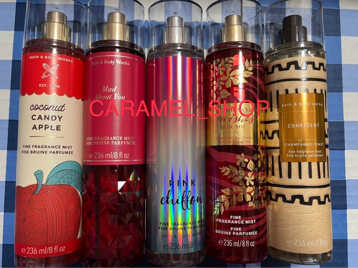 Bath and Body Works🌼🦋💐 body Mist ของแท้💯💖 น้ำหอมกลิ่น coconut CANDY APPLE, Mad About You, Pink chiffon, A Thousand wishes For You, CHAMPAGNE TOAST🌼 236ml