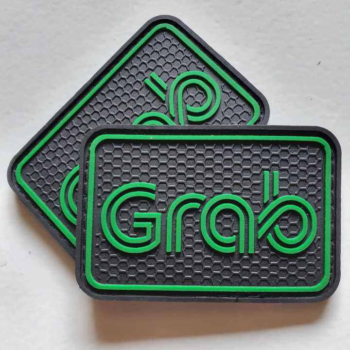 patch rubber logo grab driver dasar hitam - tempelan emblem karet