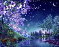 ชุดภาพระบายสีตามตัวเลข ไม่มีเฟรม - Unframed paint by numbers : Night time flowers