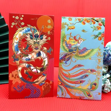 6Pcs Vietnamese Letter Red Envelope Traditional Cartoon Money Packets Paper  Style Envelopes Creative Dragon Year Gifts
