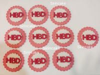 ป้ายHBD10ชิ้น(7cm.)กินได้ ใช้แต่งเค้ก สีขาวชมพู