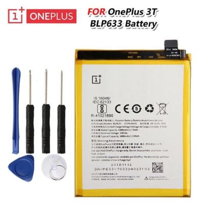 แบตเตอรี่ OnePlus  เดิมเปลี่ยน BLP633 สำหรับ OnePlus 3T 1 + 3T Authentic โทรศัพท์แบตเตอรี่ 3400mAh