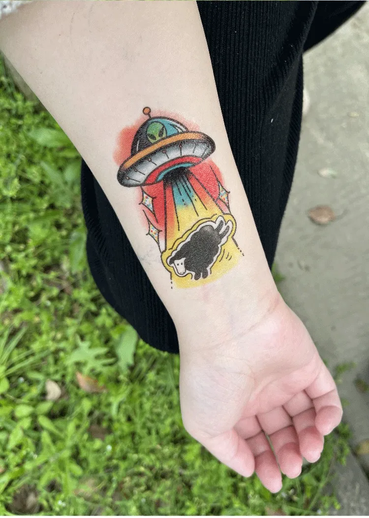 Original OS UFO Old School Tattoo Sticker Spaceship European and American  Alien Hip Hop Hip Hop Hip Hop Long-Lasting Waterproof | Lazada PH