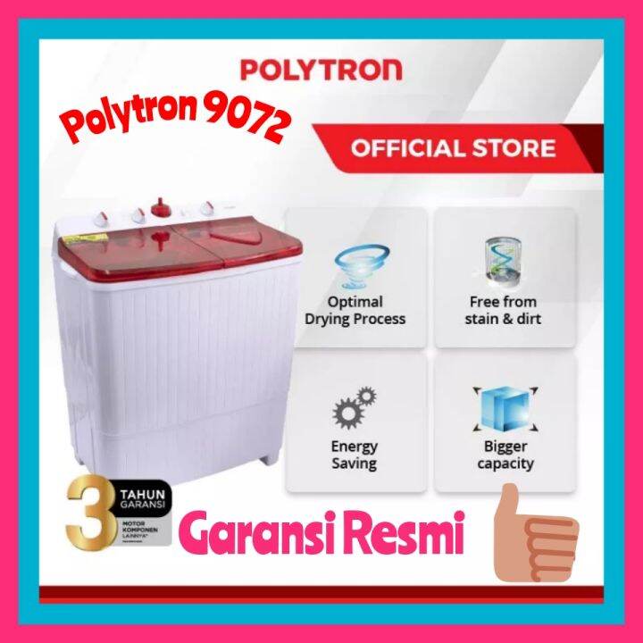 Mesin Cuci 2 Tabung Polytron Pwm-9072 New Model//Kapasitas 9kg | Lazada ...