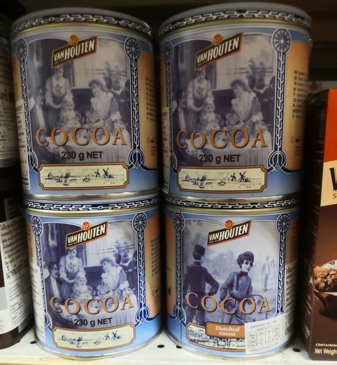 โกโก้-แวนฮูเต็น-van-houten-cocao-powder-230-กรัม-โกโก้-แท้จาก-เบลเยี่ยม-กระป๋องสีฟ้า