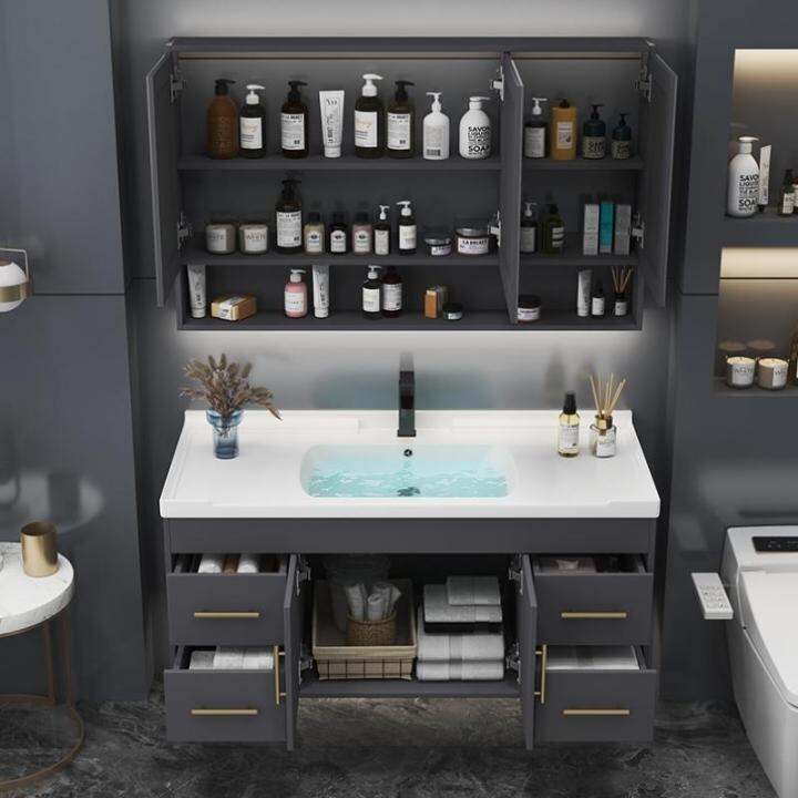 Small Apartment Solid Wood Light Luxury Bathroom Modern Minimalist