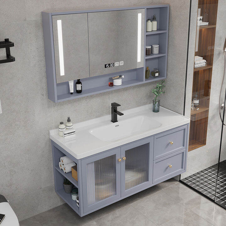 Light Luxury Ceramic Whole Washbin Bathroom Cabinet Wash Basin Cabinet Combination Modern Simple ...