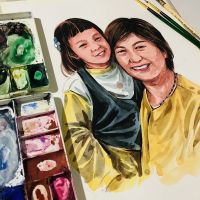 รับวาดภาพเหมือนสีน้ำ A1-A2 รับวาดรูปเหมือน | ทักถามคิวก่อนสั่งครับ