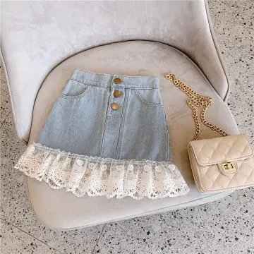 Lace store jean skirt