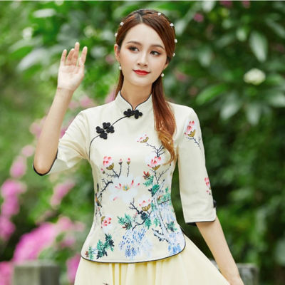 [Taobao]ชุดผู้หญิง SY กี่เพ้าแบบปรับปรุงกระดุมจีนแนววินเทจแบบใหม่สำหรับฤดูใบไม้ร่วง  ชุดฮั่นฝูสไตล์จีน