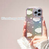 Play Sheng เคสโทรศัพท์มือถือลายเมฆในฝันภาพสีน้ำมันไล่ระดับสีสไตล์เกาหลีแบบอินสตาแกรมสำหรับ iphone13promax iPhone 13เคสซิลิโคนกันกระแทกแบบใสไอเดียสร้างสรรค์คลุมมิดสำหรับผู้หญิงแบบใหม่11 14Pro 12 14PM