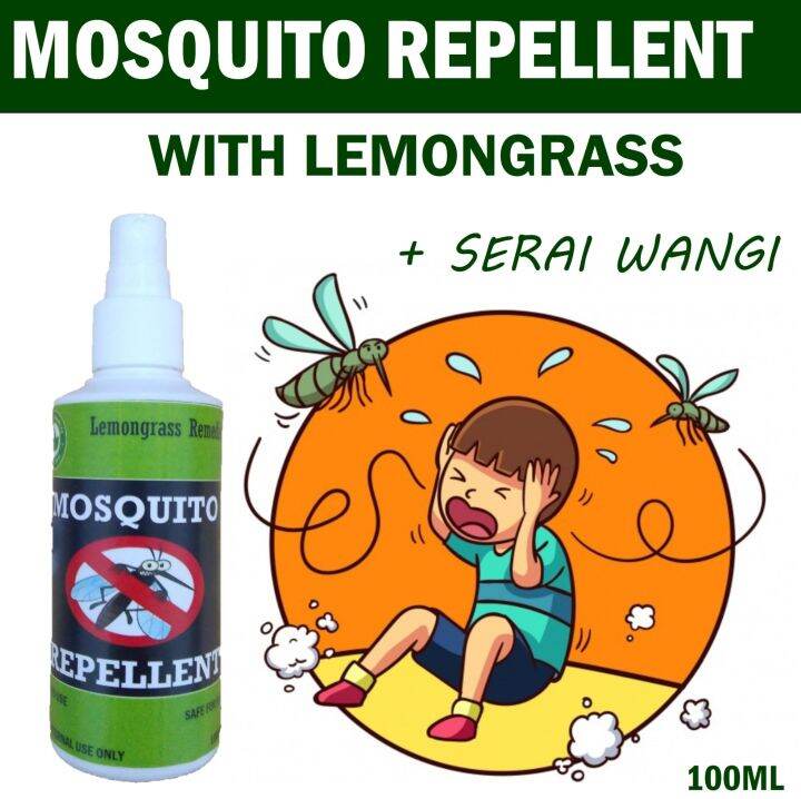Lemongrass Mosquito Repellent 100ml Spray. Semburan Serai wangi