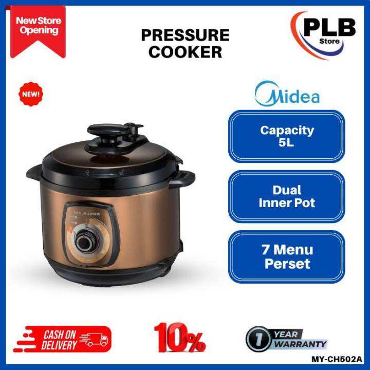 MIDEA PRESSURE COOKER WITH DUAL INNER POT MYCH502A （5L） Lazada