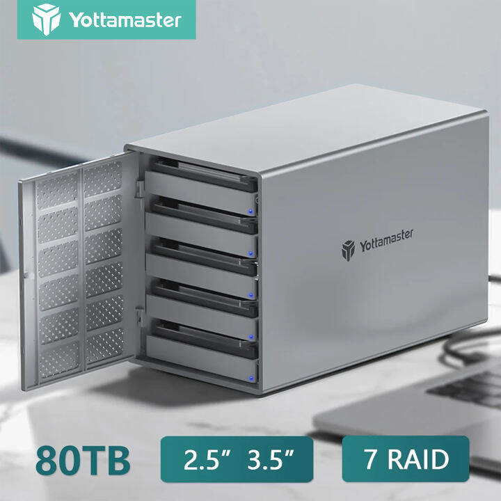 Yottamaster 5 Bay SATA SSD Enclosure 2.5 3.5 inch HDD External Case USB