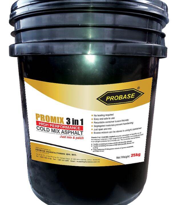 READY STOCK!!!PROBASE PROMIX 3 in1 Cold Mix Asphalt (25KG) Lazada