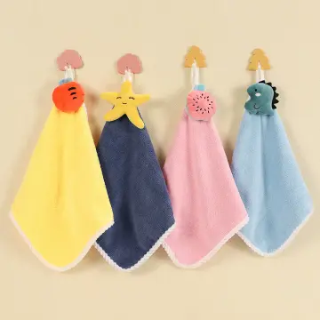 3 Pcs Bow Hand Towels with Hanging Loop - 100% Microfiber Coral Fleece  Hanging Band Towel for Bathroom and Kitchen, Ultra Soft, Highly Absorbent  and