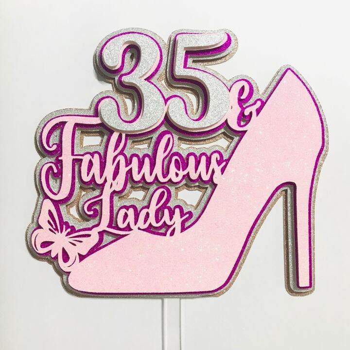 Customized Glittered Cardstock Cake Topper w/ Acrylic Stick Lazada PH